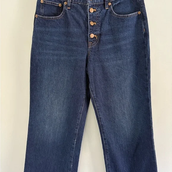 J.Crew Full Length Wide-Leg Denim Jeans Size 27 Dark Wash Button Fly - Picture 5 of 12